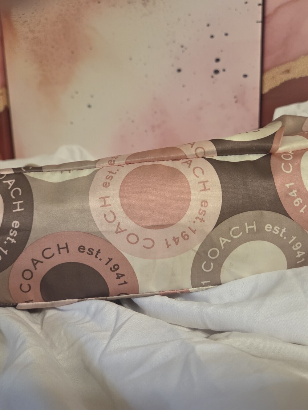 Coach F18805 Ashley Pink and Beige Signature Circle Print Shoulder Tote - Picture 12 of 12